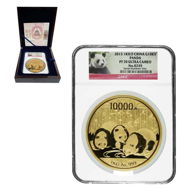 2013 1 kilo Chinese Proof Gold Panda 10000 Yuan NGC PF 70 UCAM (w/Box & COA)
