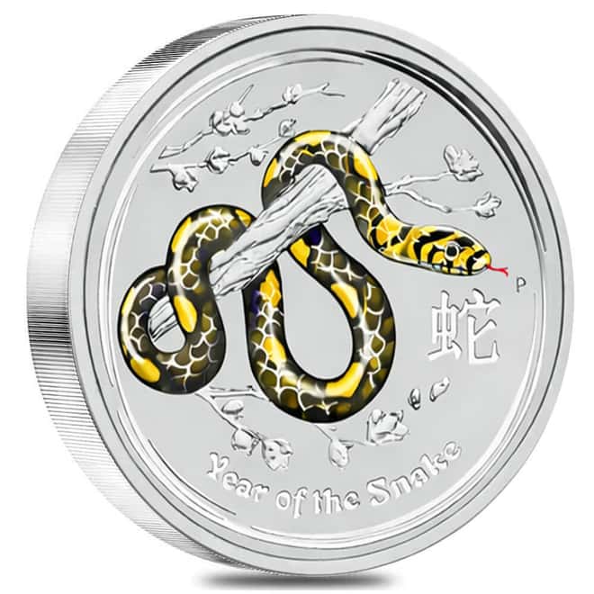 2013 1 Kilo Colorized Silver Lunar Snake BU Black Diamond Gemstone Australian Perth Mint