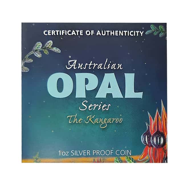 2013 1 oz Proof Silver Kangaroo Opal Coin Australian Perth Mint (w/Box & COA)