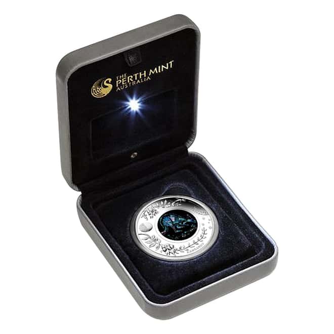 2013 1 oz Proof Silver Kangaroo Opal Coin Australian Perth Mint (w/Box & COA)