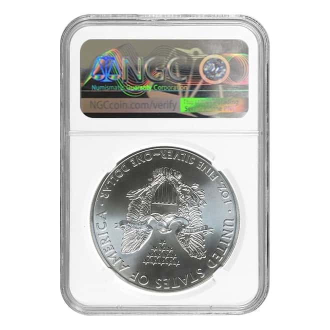 2013 1 oz Silver American Eagle NGC MS 69 Mint Error (Obv Struck Thru)