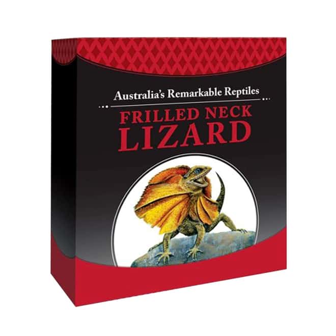2013 1 oz Tuvalu Frilled Neck Lizard Colorized Proof Silver Coin (w/Box & COA)
