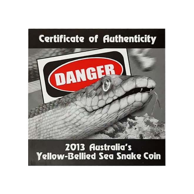 013 1 oz Tuvalu Yellow-Bellied Sea Snake Colorized Proof Silver Coin (w/Box & COA)