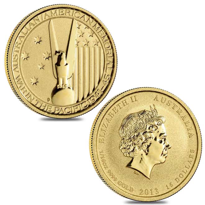 2013 Australia 1/10 oz Gold $15 War in the Pacific Coin BU