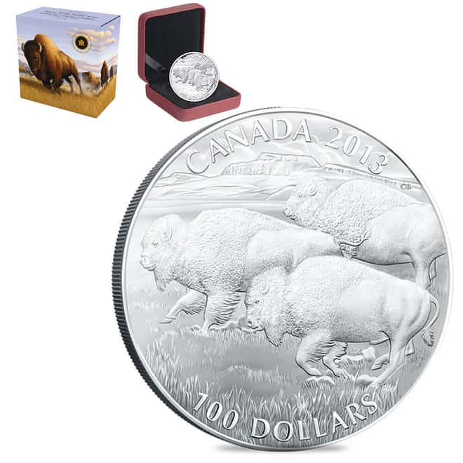2013 Canada 1 oz American Bison Stampede Silver Coin