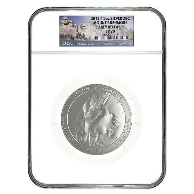 2013-P 5 oz Silver America the Beautiful ATB Mount Rushmore NGC SP 70
