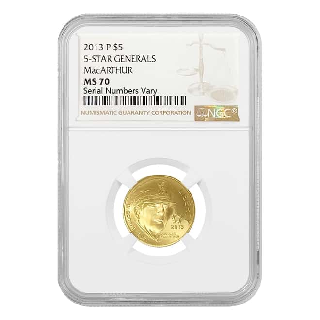2013 P Gold $5 Commemorative 5-Star Generals MacArthur NGC MS 70