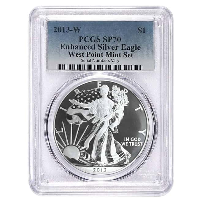 2013 W 1 oz Enhanced Silver American Eagle PCGS SP 70