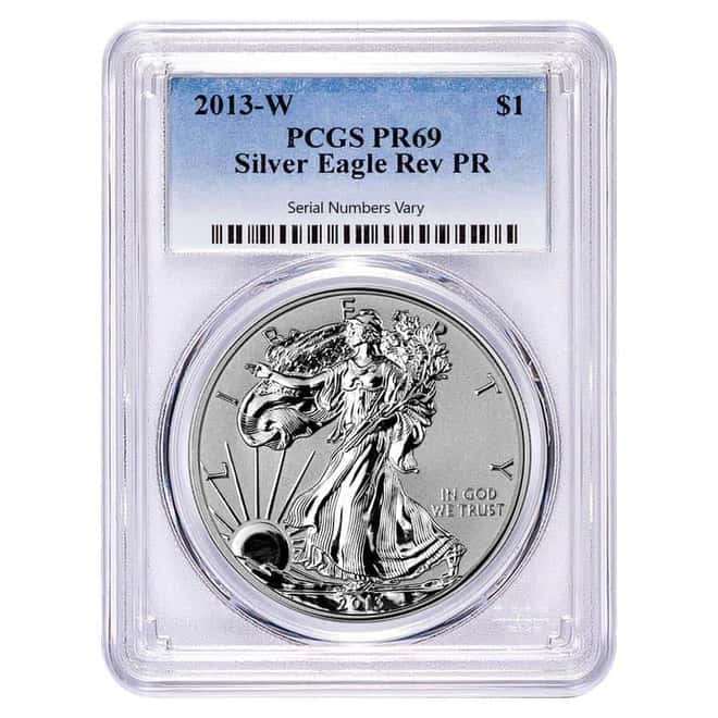 2013 W 1 oz Reverse Proof Silver American Eagle PCGS PF 69