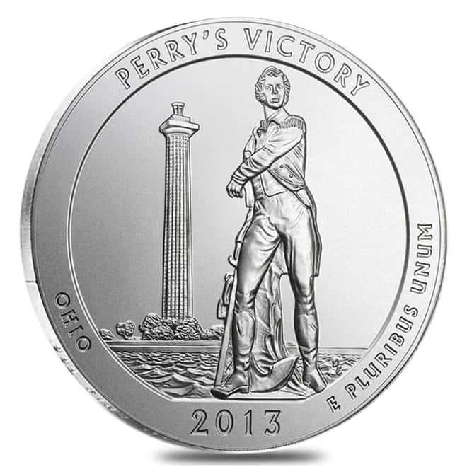 2013-P 5 oz Silver America the Beautiful ATB Ohio Perry's Victory Memorial Unc Coin (w/Box & COA)