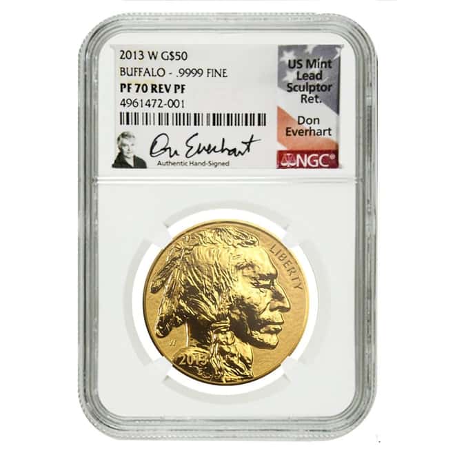 2013 W 1 oz $50 Reverse Proof Gold American Buffalo NGC PF 70 (Don Everhart Sign Label)