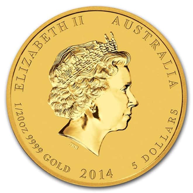 2014 1/20 oz Australian Gold Lunar Year of the Horse Coin Series 2 (In Capsule)