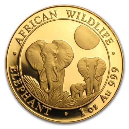 2014 1 oz Somalian Gold African Elephant Coin