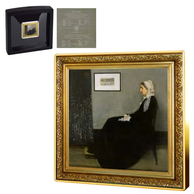 2019 Niue 1 oz Colorized Silver Whistler's Mother James McNeill Whistler Coin (w/Box & COA)
