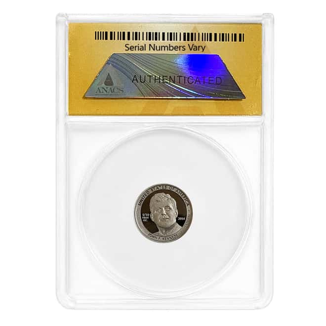 2014 1/10 oz John F. Kennedy Apollo 11 45th Anniversary Platinum Medal ANACS MS 69