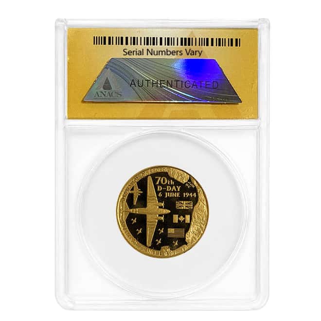 2014 1/2 oz Eisenhower D-Day 70th Anniversary Gold Medal ANACS MS 70