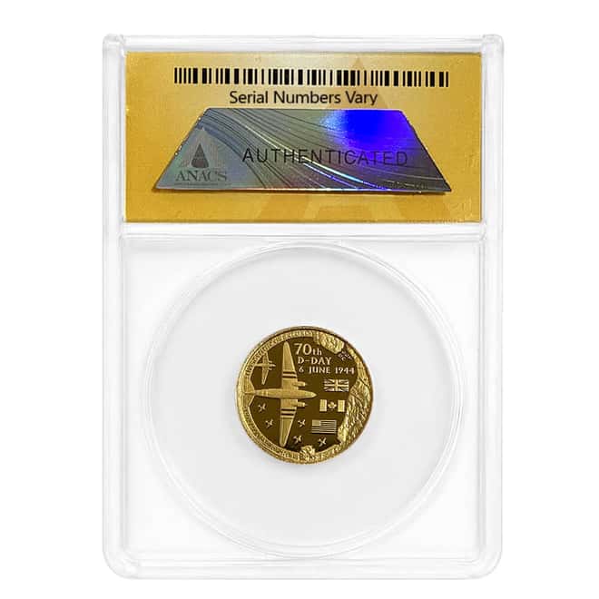 2014 1/4 oz Eisenhower D-Day 70th Anniversary Gold Medal ANACS MS 69
