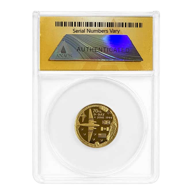 2014 1/4 oz Eisenhower D-Day 70th Anniversary Gold Medal ANACS MS 70