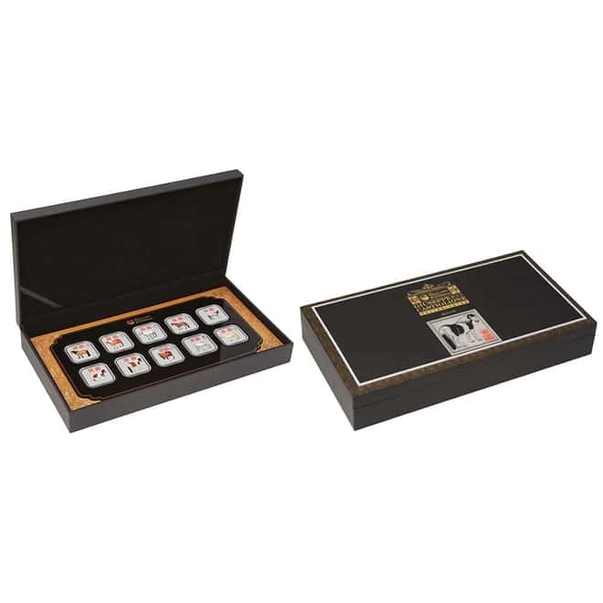 2014 10 oz Colorized Silver Lunar Horse 10-Coin Set Perth Mint