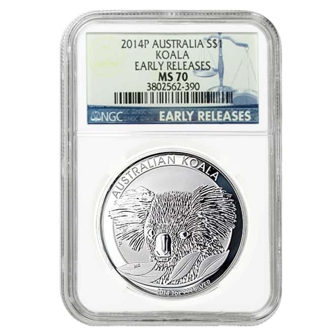 2014 1 oz Silver Australian Koala Perth Mint NGC MS 70