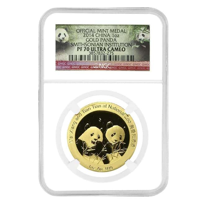 2014 1 oz Chinese Proof Gold Panda Medal Smithsonian NGC PF 70 UCAM