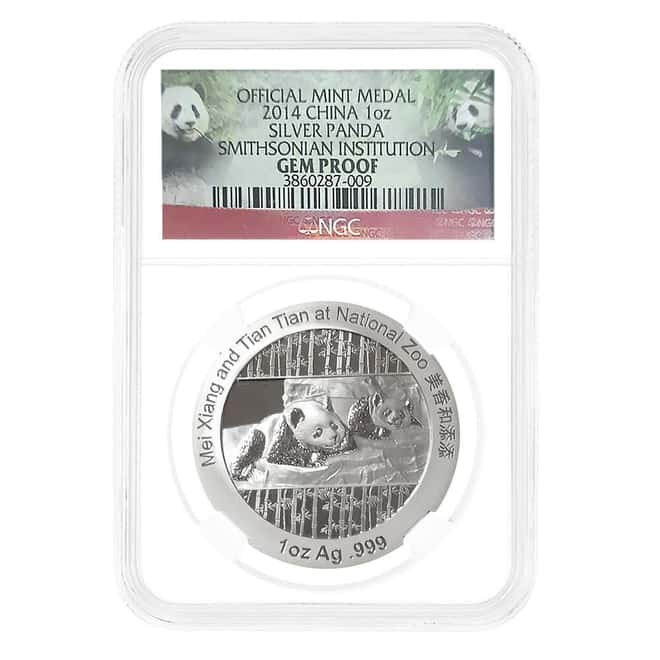 2014 1 oz Chinese Proof Silver Panda Medal Smithsonian NGC Gem Proof