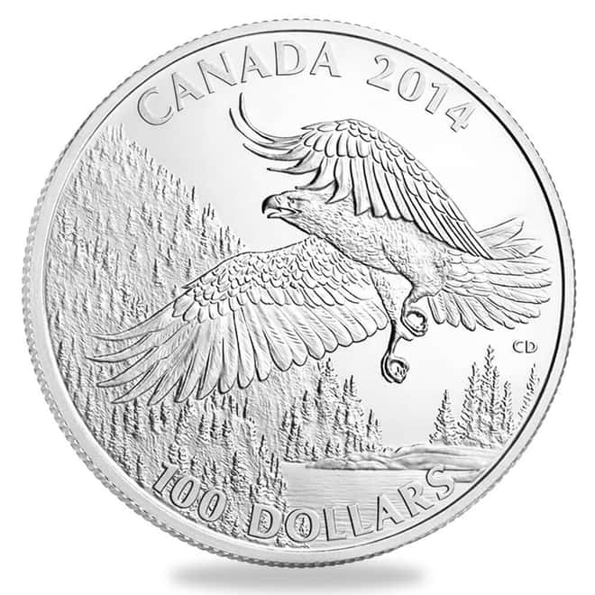 2014 Canada 1 oz Majestic Bald Eagle Silver Coin