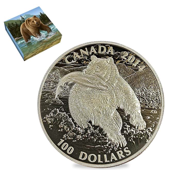 2014 Canada 1 oz The Grizzly Matte Proof Silver Coin