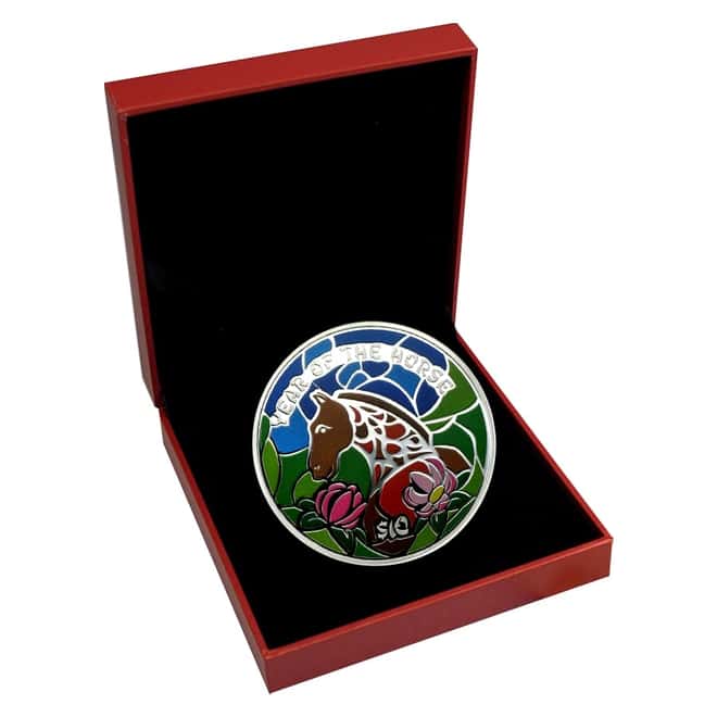 2014 Fiji 1 oz Colorized Silver Lunar Year of The Horse Coin (w/Box & COA)