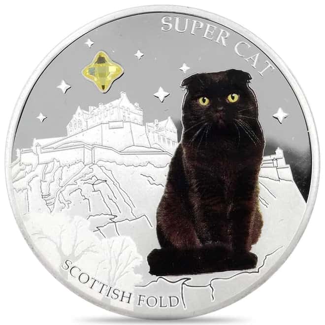 2014 Fiji 1 oz Scottish Fold Cat Proof Colorized Silver Coin