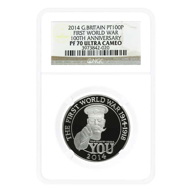 2014 Great Britain 1 oz First World War 100th Ann. Platinum Coin NGC PF 70 UCAM