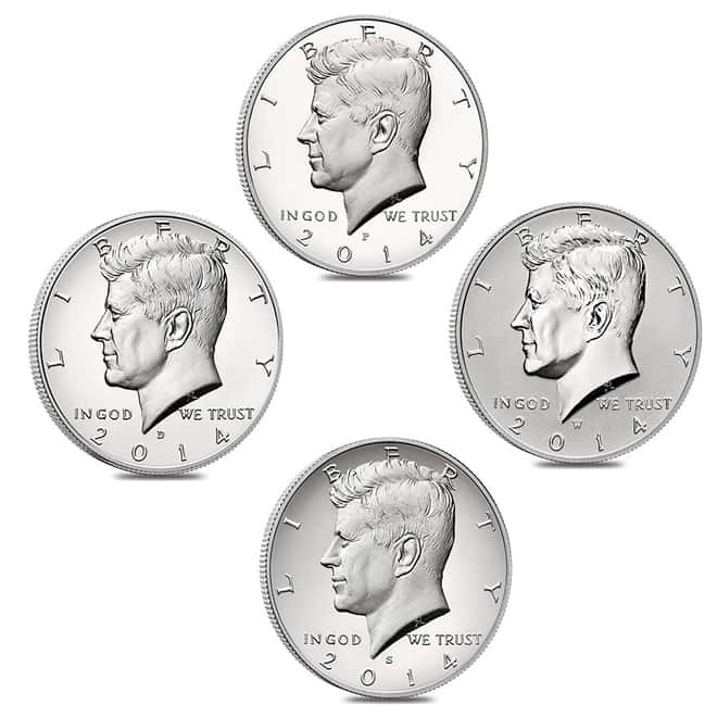 2014 Kennedy Silver Half-Dollar 50th Ann 4-Coin Set (In Cap)