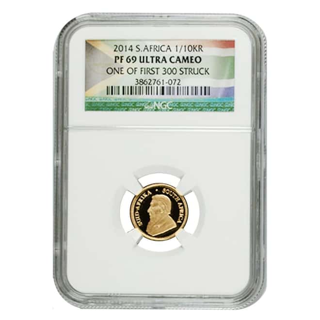2014 South Africa 1/10 oz Proof Gold Krugerrand NGC PF 69 UCAM