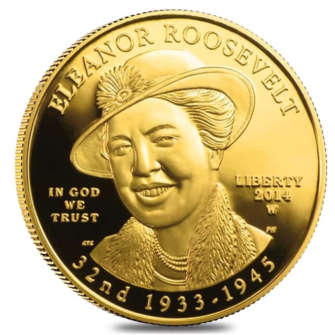 2014 W 1/2 oz $10 First Spouse - Eleanor Roosevelt Gold Proof Coin (w/Box & COA)