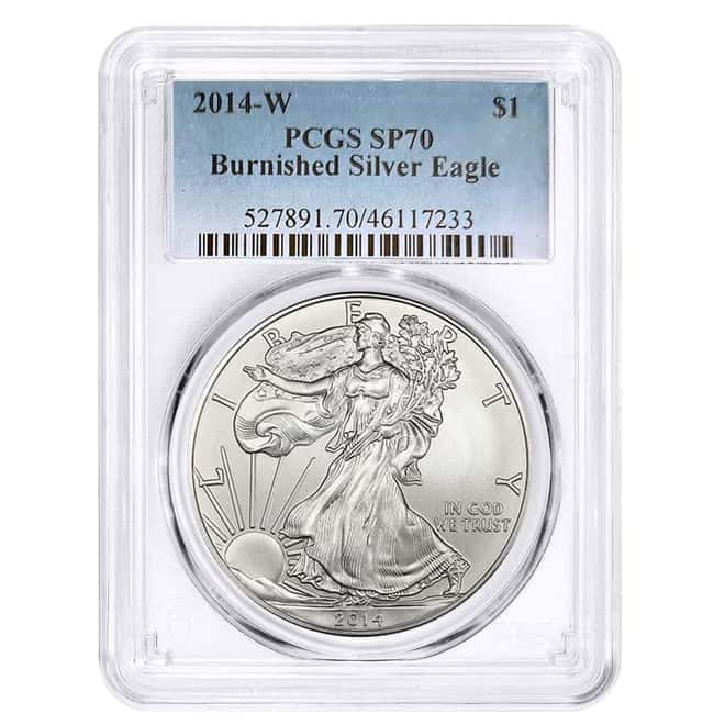 2014-W 1 oz Burnished Silver American Eagle $1 Coin PCGS SP 70
