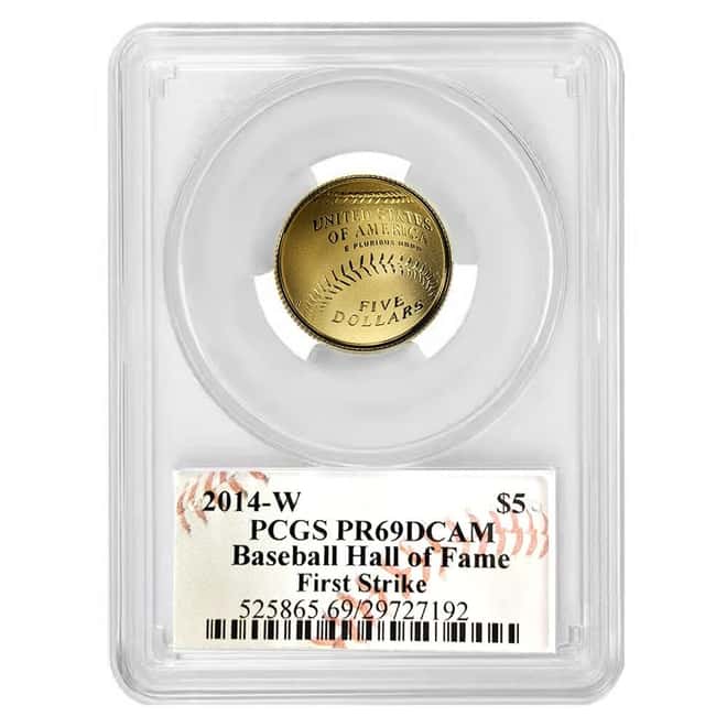2014-W National Baseball Hall of Fame $5 Proof Gold Coin PCGS PF 69 (Cassie McFarland)
