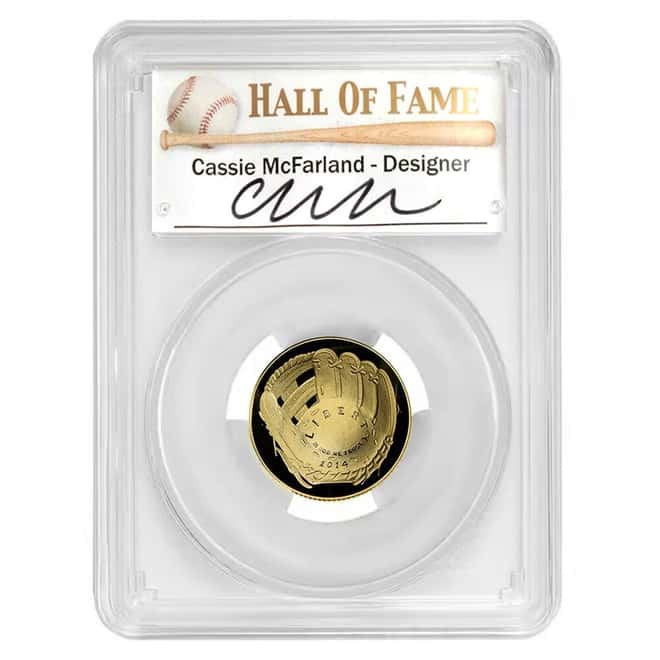 2014-W National Baseball Hall of Fame $5 Proof Gold Coin PCGS PF 69 (Cassie McFarland)