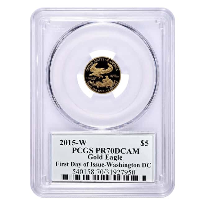 2015-W 1/10 oz $5 Proof Gold American Eagle PCGS PF 70 DCAM FDOI (Edmund C. Moy)
