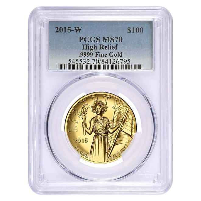 2015-W 1 oz $100 American Liberty High Relief Gold Coin PCGS MS 70