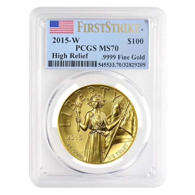 2015-W 1 oz $100 American Liberty High Relief Gold Coin PCGS MS 70 FS