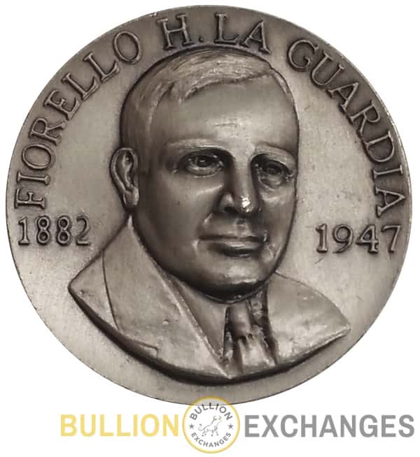 1882-1947 Fiorello H. La Guardia 1.03 oz Sterling Silver .925 High Relief Medal