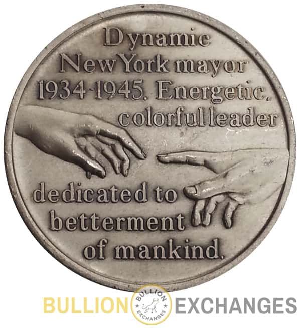 1882-1947 Fiorello H. La Guardia 1.03 oz Sterling Silver .925 High Relief Medal