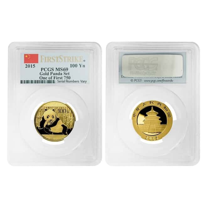 2015 1.9 oz Chinese Gold Panda 5-Coin Set PCGS MS 69 First Strike