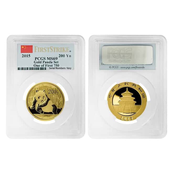 2015 1.9 oz Chinese Gold Panda 5-Coin Set PCGS MS 69 First Strike