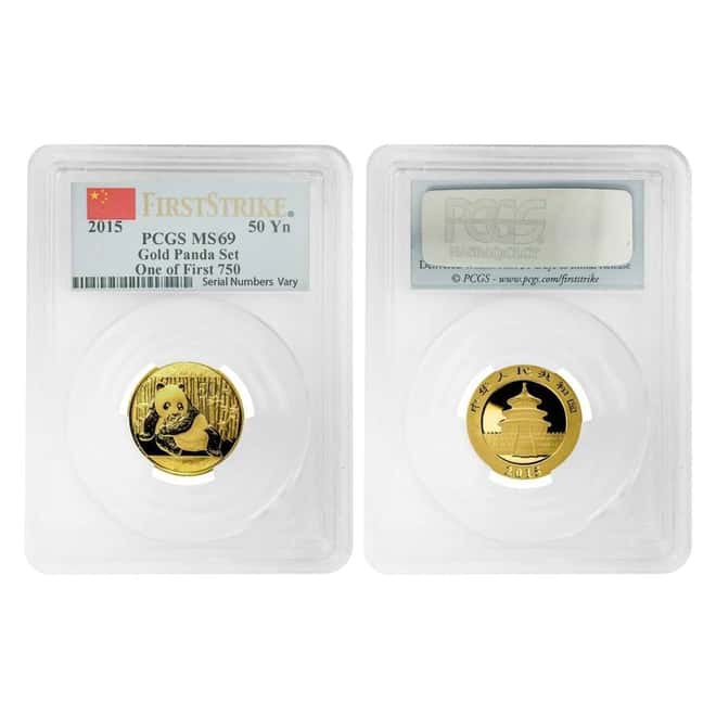 2015 1.9 oz Chinese Gold Panda 5-Coin Set PCGS MS 69 First Strike