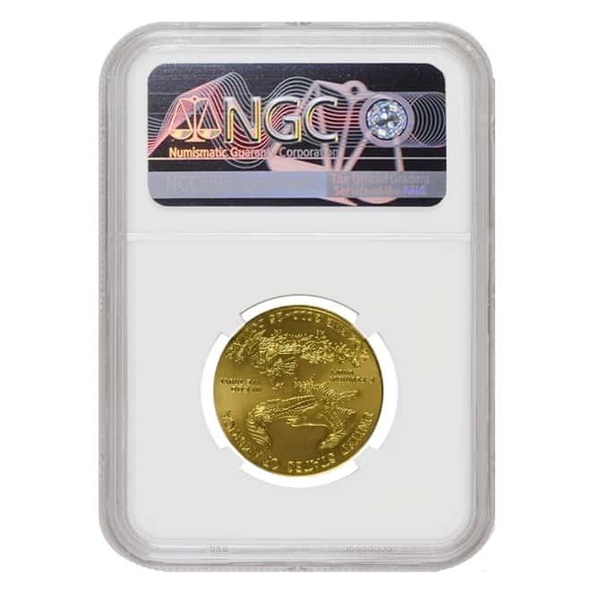 2015 1/2 oz $25 Gold American Eagle NGC MS 69 Mint Error (Obv Struck Thru)