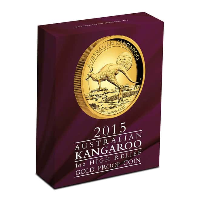 2015 1 oz Proof Gold Australian Kangaroo High Relief Perth Mint NGC PF 70 UCAM (w/Box & COA)