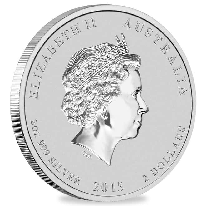 2015 2 oz Colorized Silver Lunar Goat BU Australian Perth Mint