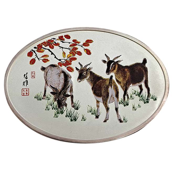 2015 30 Gram Chinese Lunar Goat Silver Oval Medal .999 Fine
