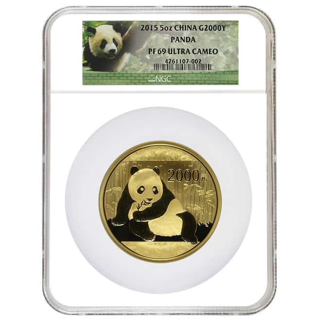 2015 5 oz Chinese Proof Gold Panda 2000 Yuan NGC PF 69 UCAM (w/Box & COA)